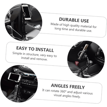 Cup-Holder Phone Mount with 360-Degree Adjustable Arm, Black Cradle and 8.7 cm Base Diameter