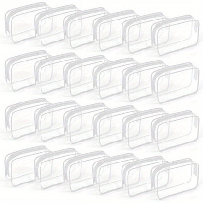 TSA Approved Clear Toiletry Bags Set of 24 Transparent Travel Makeup Organizer Pouches Medium Size Airport Security Quart Bag for Liquids