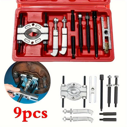 Bearing Puller Set 9-Piece – Gearbox Bearing Removal Tool Kit for Automotive & Mechanical Repair, Internal External Bearing Extractor