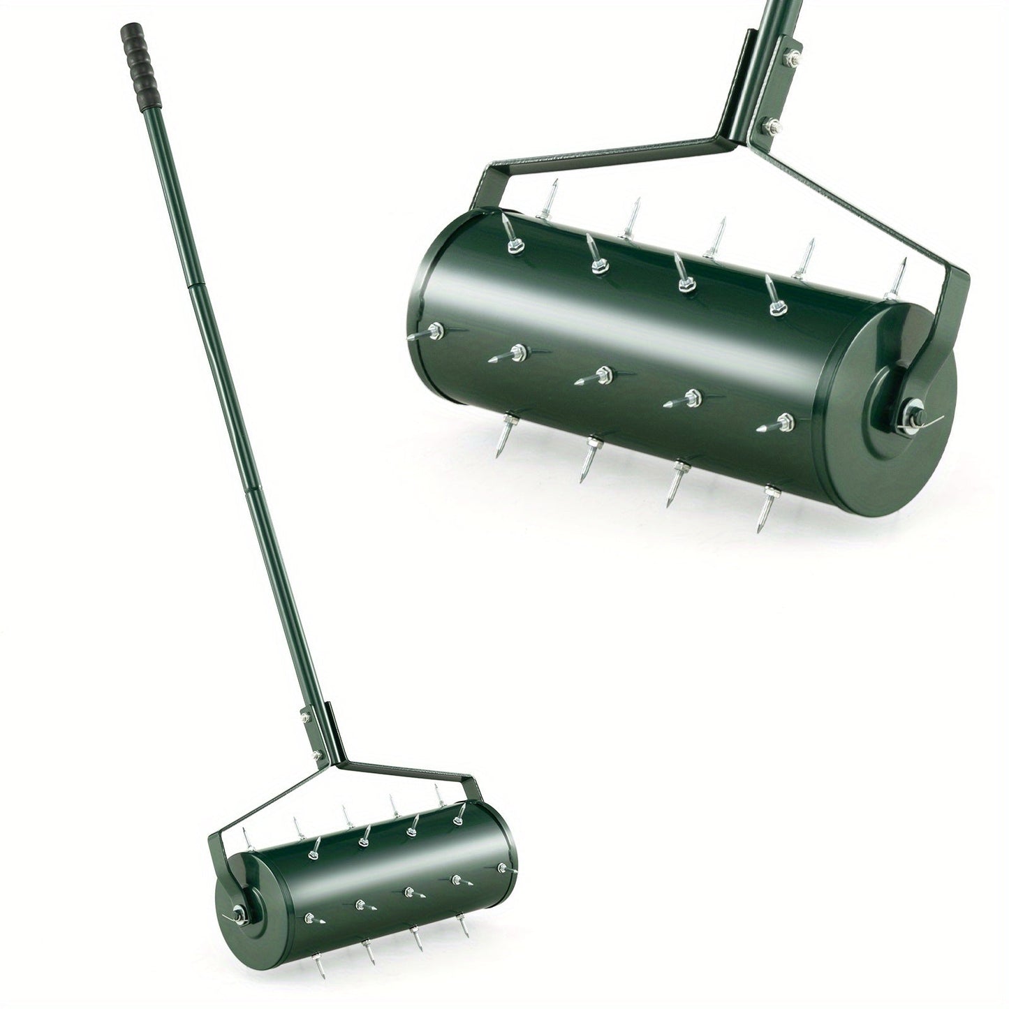 Rotary Lawn Aerator 18" Spike Drum with 27 Galvanized Steel Spikes, Fillable with Sand or Stone