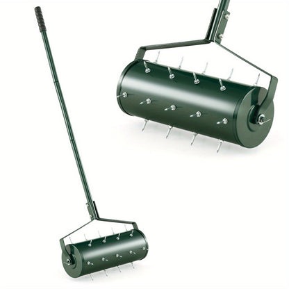 Rotary Lawn Aerator 18" Spike Drum with 27 Galvanized Steel Spikes, Fillable with Sand or Stone