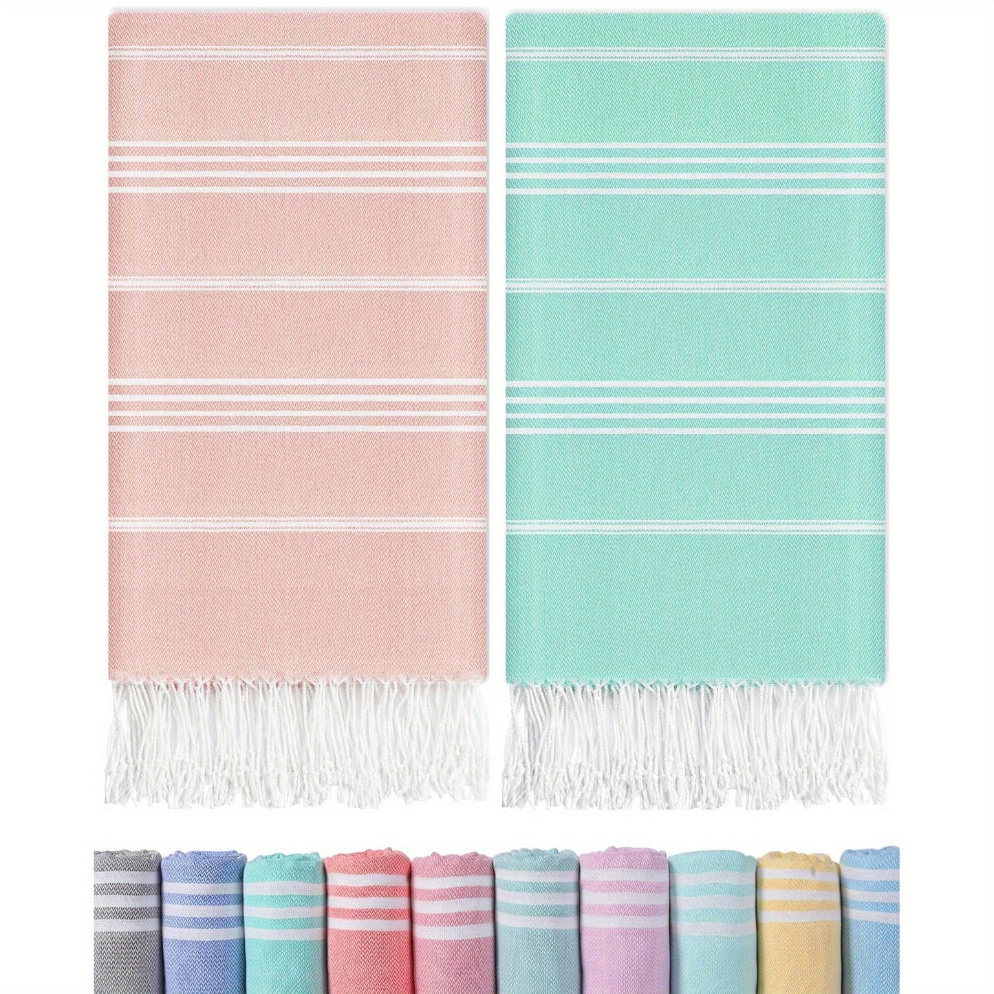 Turkish Beach Towels 2 Pack Sand Free Quick Dry Oversized Extra Large Lightweight Sandproof Compact Pool Swim Travel Camping Vacation Gift