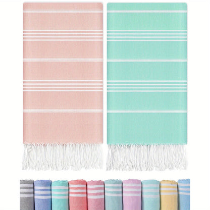 Turkish Beach Towels 2 Pack Sand Free Quick Dry Oversized Extra Large Lightweight Sandproof Compact Pool Swim Travel Camping Vacation Gift