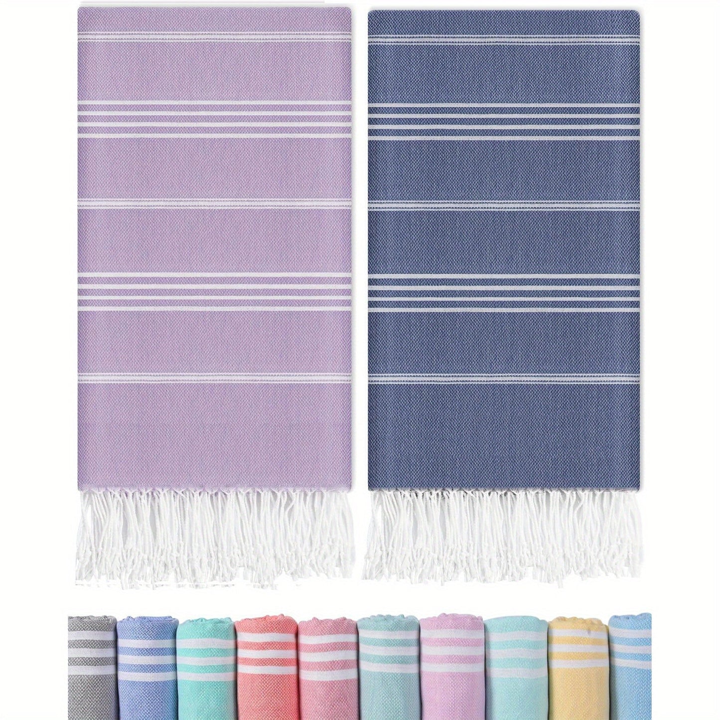 Turkish Beach Towels 2 Pack Sand Free Quick Dry Oversized Extra Large Lightweight Sandproof Compact Pool Swim Travel Camping Vacation Gift