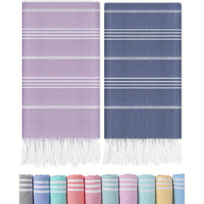 Turkish Beach Towels 2 Pack Sand Free Quick Dry Oversized Extra Large Lightweight Sandproof Compact Pool Swim Travel Camping Vacation Gift