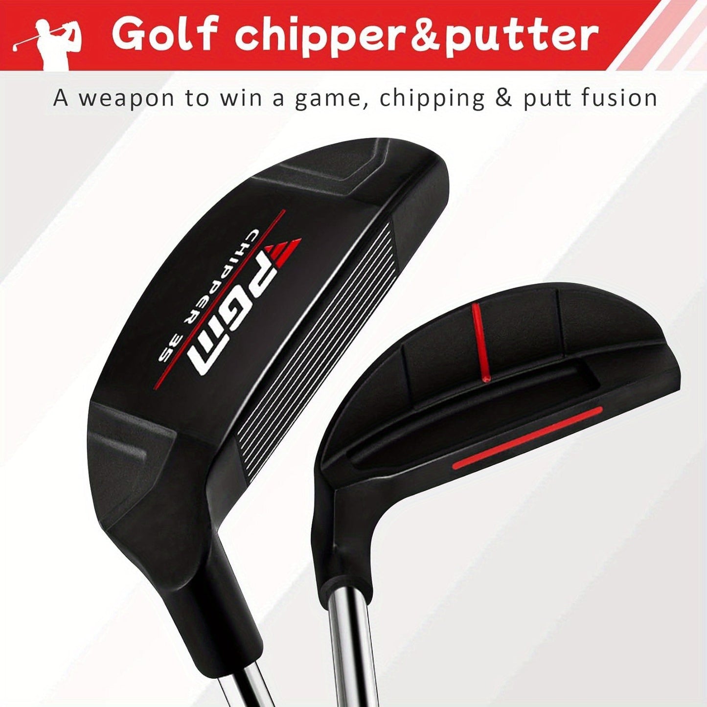 Golf Chipper Club Stainless Steel Head Regular Flex Steel Shaft 35 or 43 Degree Loft Blade Putter for Men Women Short Game Chipping Putting