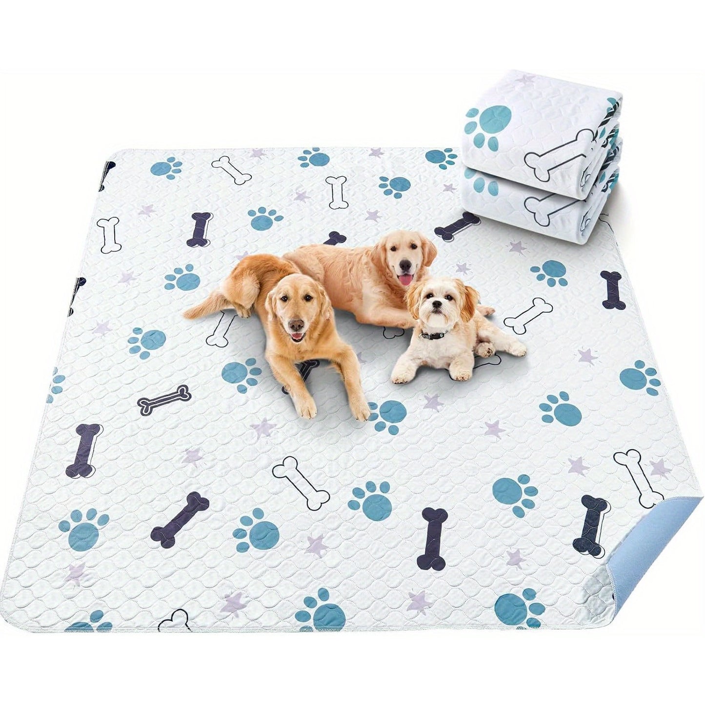 Washable Dog Pee Pads Reusable 4-Layer Absorbent Training Pad – Machine Washable Puppy Pads with Anti-Slip Bottom, Leakproof TPU Coating