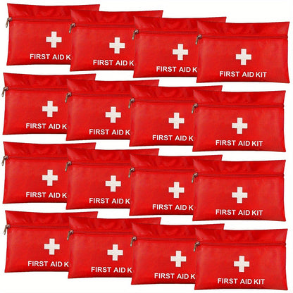First Aid Bag 16-Pack – Empty Water-Resistant Nylon Pouch with Full-Open Zipper & Cross Symbol, Lightweight Portable Medical Bag for Home
