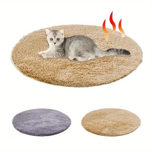 Pet Heating Pad Electric Heated Mat for Dogs & Cats – 15.75" Round Constant Temperature Warm Bed, Chew-Resistant USB Cable