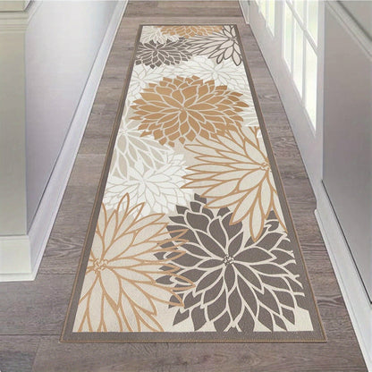 Floral Medallion Hallway Runner in Brown or Grey with 2 × 6, 2 × 8 and 2 × 10 ft Options for Home Decor