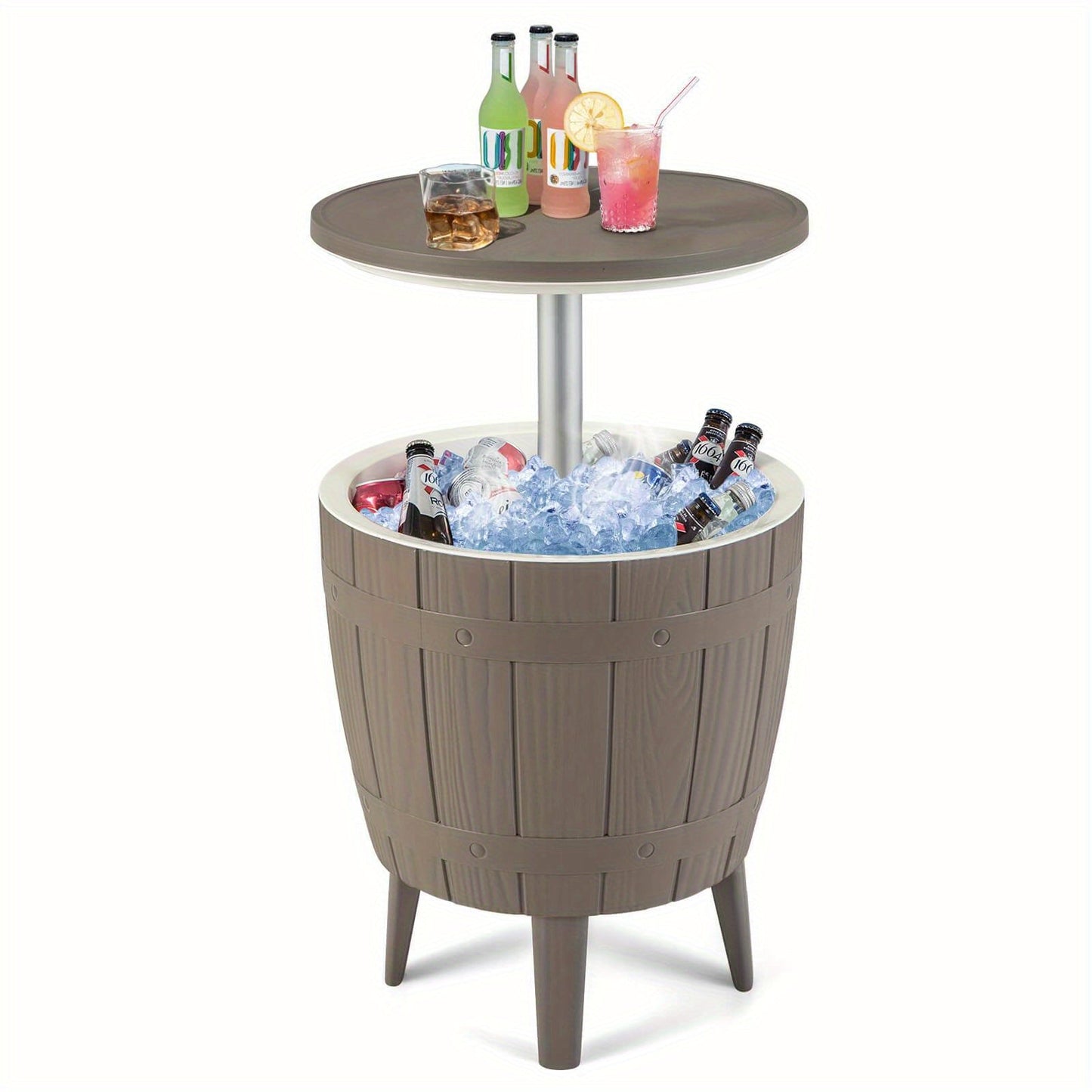 Outdoor Cooler Bar Table 3-in-1, 10 Gal Ice Bucket, Coffee Table & Serving Station, All-Weather PP