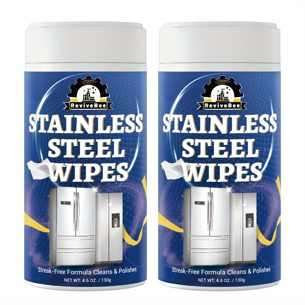 Stainless Steel Cleaning Wipes Kitchen 1 or 2 Barrel – Gentle Formula Safe for Hands, Quick Deep Cleaning of Stainless Steel Appliances