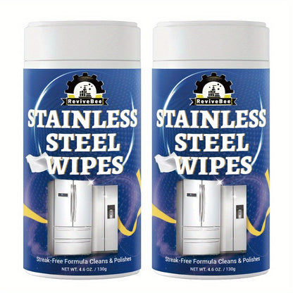 Stainless Steel Cleaning Wipes Kitchen 1 or 2 Barrel – Gentle Formula Safe for Hands, Quick Deep Cleaning of Stainless Steel Appliances