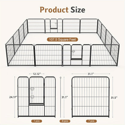 Dog Playpen Heavy Duty Foldable – 8 & 16 Panel Pet Exercise Pen for Large Medium Small Dogs, Portable Indoor Outdoor Puppy Pen for Yard