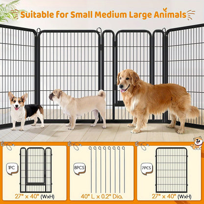 Dog Playpen Heavy Duty Foldable – 8 & 16 Panel Pet Exercise Pen for Large Medium Small Dogs, Portable Indoor Outdoor Puppy Pen for Yard