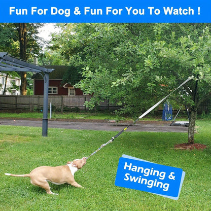 Dog Toy Outdoor Hanging Bungee Tug with Adjustable 19.7-Foot Elastic Cord, Soft Loop and Chew Rope