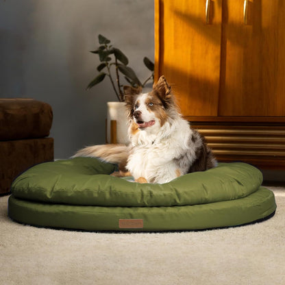 Orthopedic Dog Bed for Large Dogs – Dual Layer Round Pet Bed with Washable Cover & Non-Slip Bottom, Joint Support Memory Foam Dog Sofa Bed