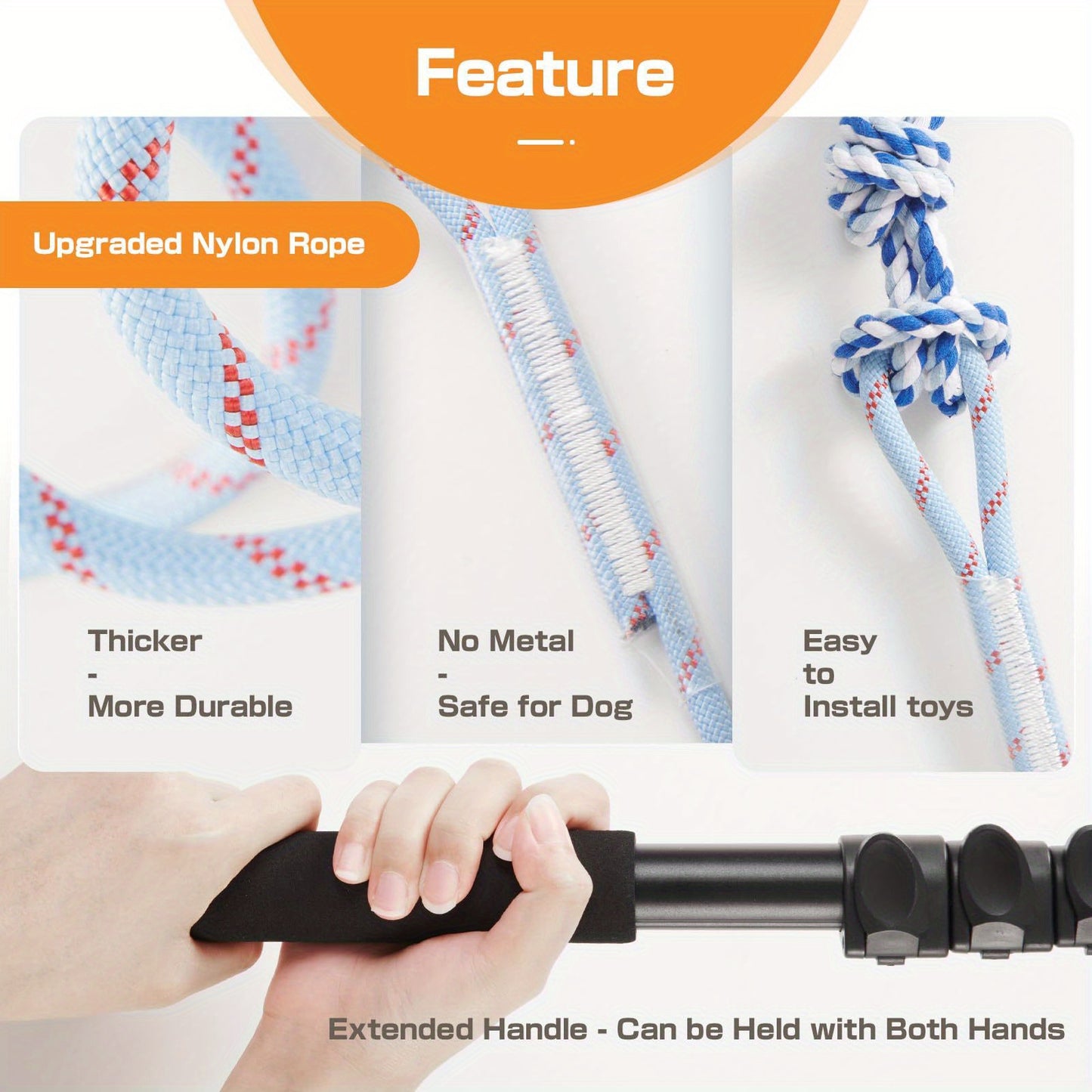 Dog Flirt Pole Telescopic – Extendable Flirt Stick with 3 Detachable Toys & Nylon Rope, Aluminum Alloy Dog Chase Toy