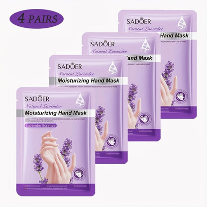 Moisturizing Hand Mask Gloves Glycerin & Lavender 4 & 8 Pairs – Natural Essential Oil Deep Hydrating Hand Spa Treatment