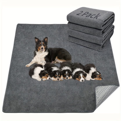 Washable Dog Pee Pads Reusable 2-Pack – Non-Slip 4-Layer Fast Absorbent Puppy Mat for Housebreaking, Whelping, Crate & Incontinence