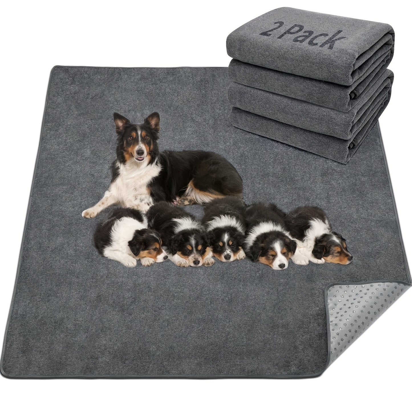 Washable Dog Pee Pads Reusable 2-Pack – Non-Slip 4-Layer Fast Absorbent Puppy Mat for Housebreaking, Whelping, Crate & Incontinence