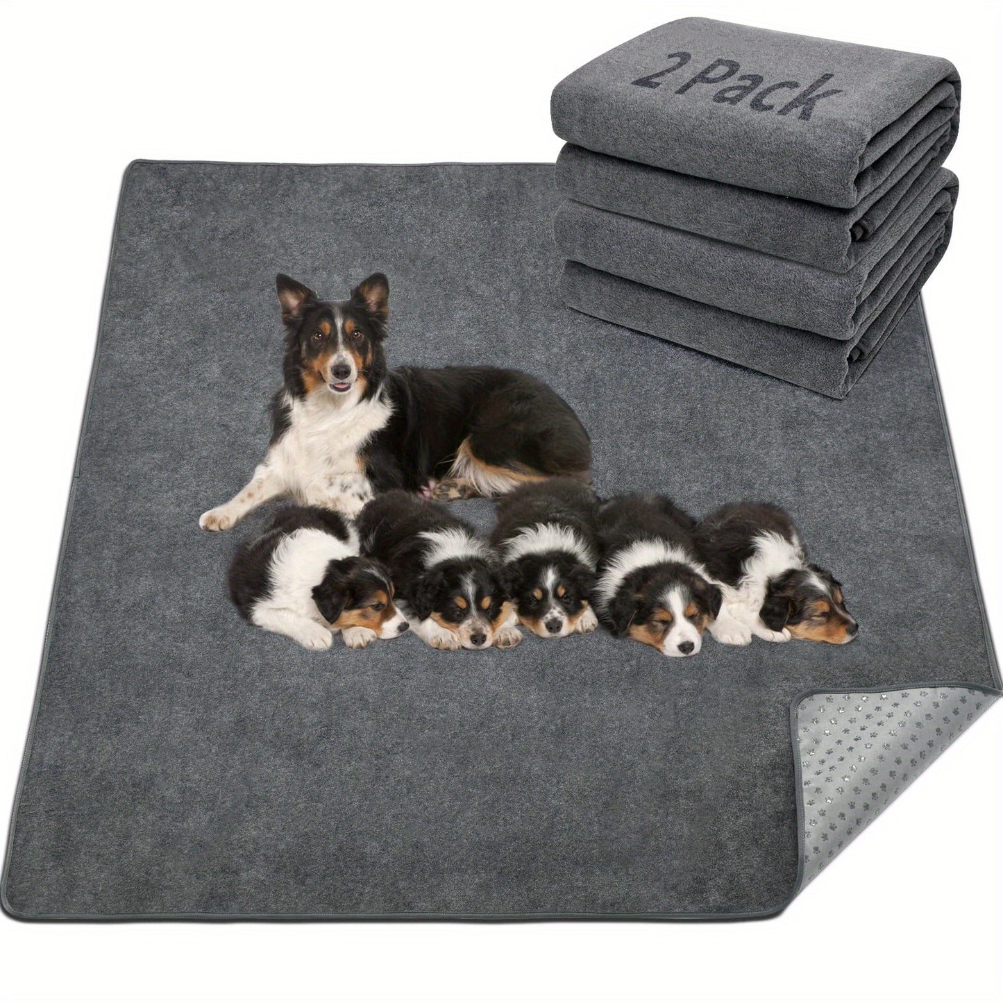 Washable Dog Pee Pads Reusable 2-Pack – Non-Slip 4-Layer Fast Absorbent Puppy Mat for Housebreaking, Whelping, Crate & Incontinence