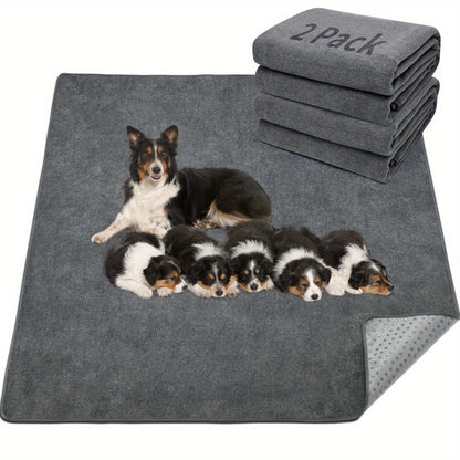 Washable Dog Pee Pads Reusable 2-Pack – Non-Slip 4-Layer Fast Absorbent Puppy Mat for Housebreaking, Whelping, Crate & Incontinence