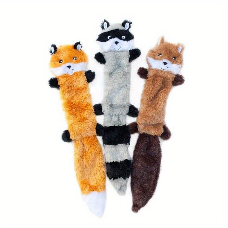 Dog Squeak Toys, Squeaky Dog Toys No Stuffing Plush 3 Pack – Crinkle Flat Plush Toy Multipack Variety Set for Small Medium Dogs