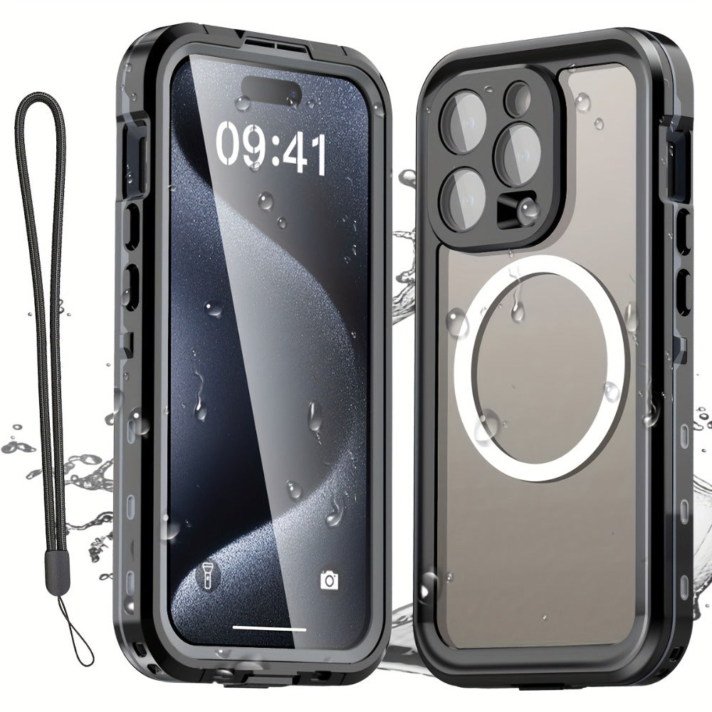 Phone Case with Integrated Screen Protector and Lanyard for Selected iPhone 15 and 16 Pro Configurations