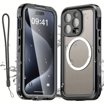Phone Case with Integrated Screen Protector and Lanyard for Selected iPhone 15 and 16 Pro Configurations