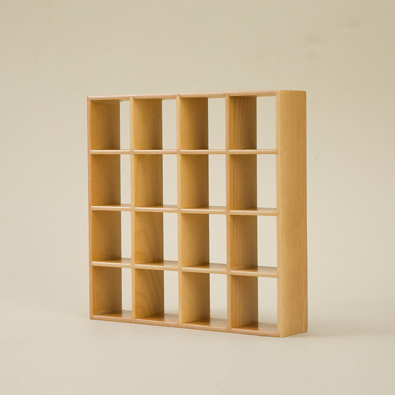 Dollhouse Miniature Display Cabinet 1:12 Scale 16-Compartment Modern Storage Shelf Organizer – Miniature Furniture Accessory for Dollhouse