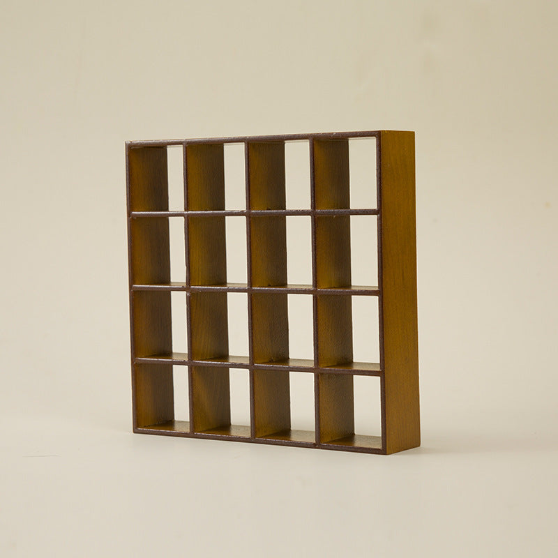 Dollhouse Miniature Display Cabinet 1:12 Scale 16-Compartment Modern Storage Shelf Organizer – Miniature Furniture Accessory for Dollhouse