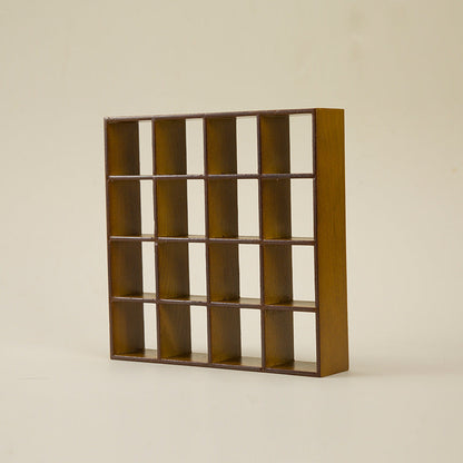 Dollhouse Miniature Display Cabinet 1:12 Scale 16-Compartment Modern Storage Shelf Organizer – Miniature Furniture Accessory for Dollhouse