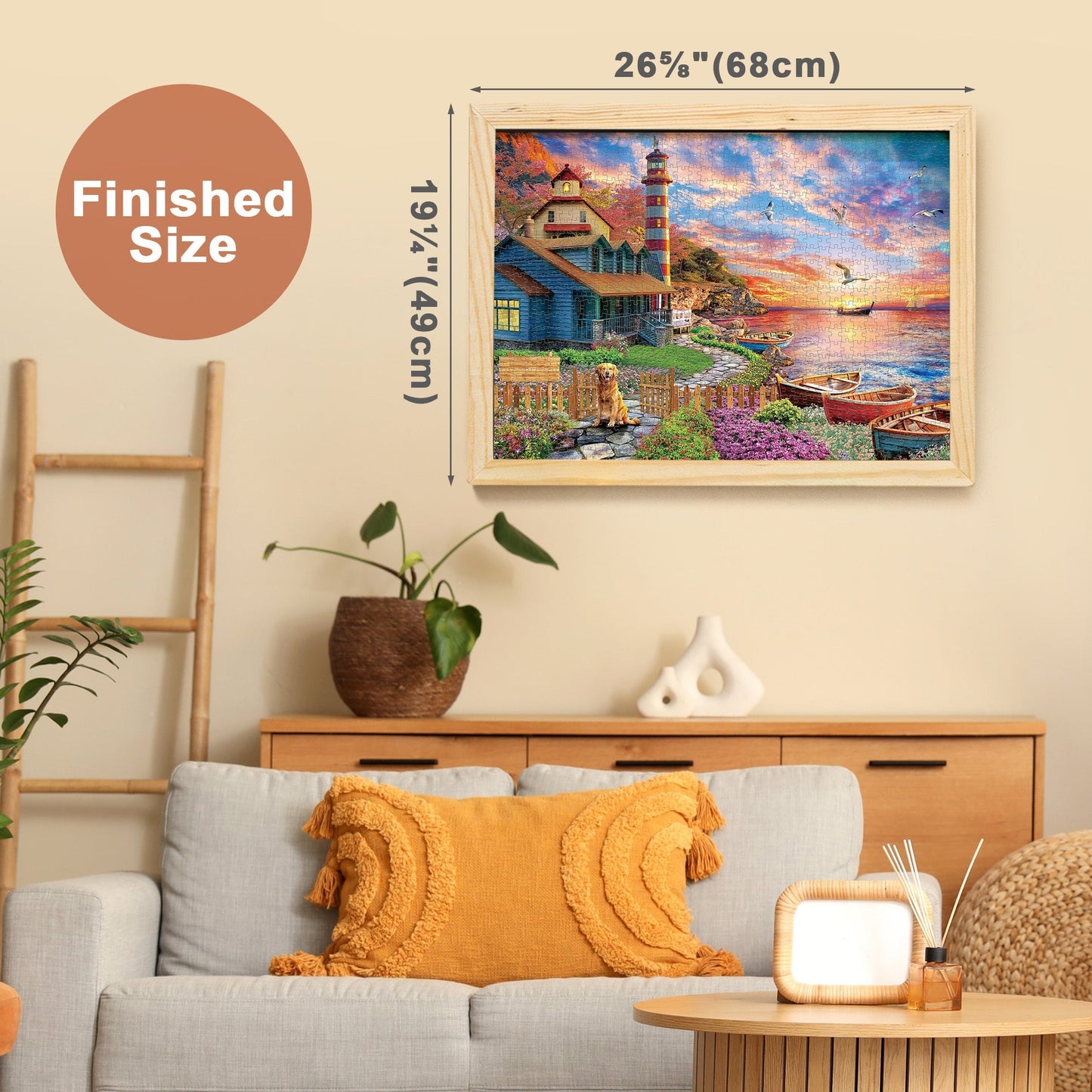 1000 Piece Jigsaw Puzzles for Adults 3 Pack – Sunset Lighthouse, Bird Crochet & Moroccan Pottery Set, Precision-Cut Brain Teaser Family
