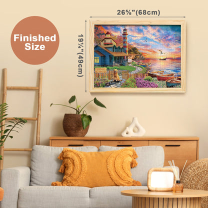1000 Piece Jigsaw Puzzles for Adults 3 Pack – Sunset Lighthouse, Bird Crochet & Moroccan Pottery Set, Precision-Cut Brain Teaser Family