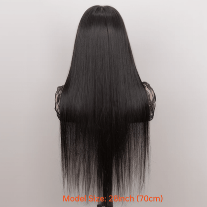 Glueless Straight Human Hair Wig 4x4 Lace Closure Pre-Plucked Natural Hairline Versatile Parting Natural Black 12-28 Inch Women No Glue