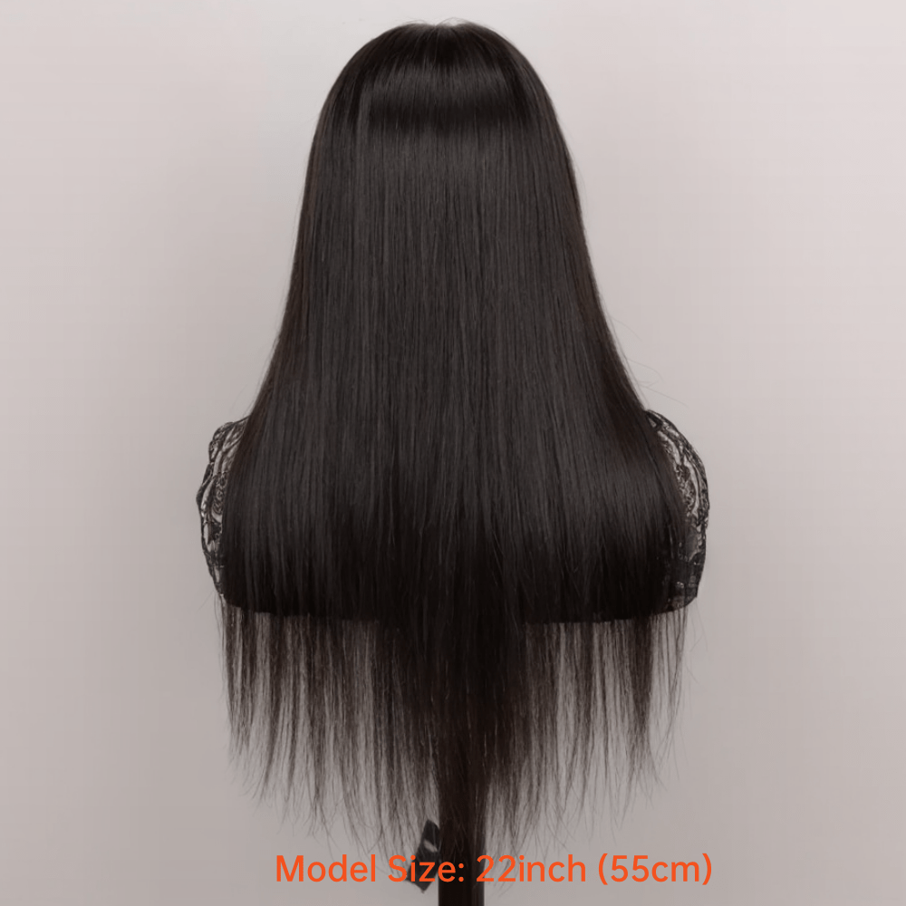 Glueless Straight Human Hair Wig 4x4 Lace Closure Pre-Plucked Natural Hairline Versatile Parting Natural Black 12-28 Inch Women No Glue