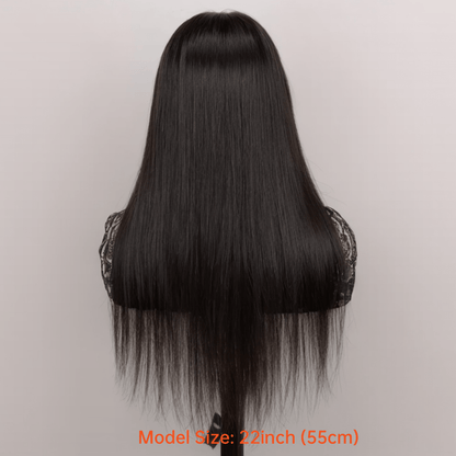 Glueless Straight Human Hair Wig 4x4 Lace Closure Pre-Plucked Natural Hairline Versatile Parting Natural Black 12-28 Inch Women No Glue