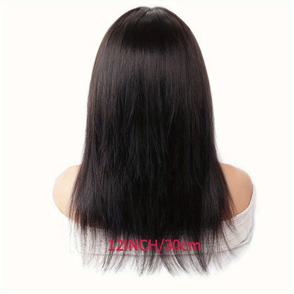 Glueless Straight Human Hair Wig 4x4 Lace Closure Pre-Plucked Natural Hairline Versatile Parting Natural Black 12-28 Inch Women No Glue