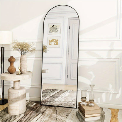 Full Length Mirror Floor Mirror with Stand, Aluminum Alloy Frame Full Body Mirror, Standing Hanging or Leaning Against Wall for Bedroom