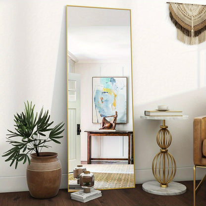 Full Length Mirror Floor Mirror with Stand, Aluminum Alloy Frame Full Body Mirror, Standing Hanging or Leaning Against Wall for Bedroom
