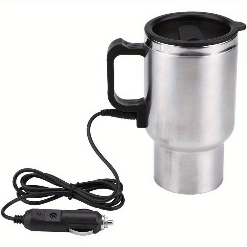 12V Car Electric Kettle 450ml Stainless Steel Travel Heating Cup Auto Shut-Off Portable Car for Entryways, Bedrooms and Living Spaces