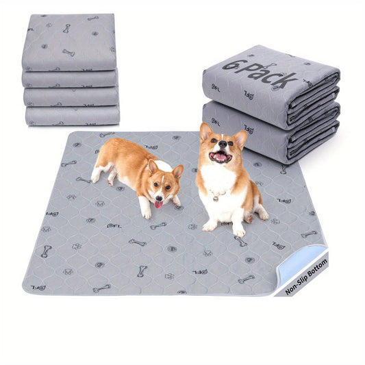 Dog Training Pads Washable Bone-Print Mat with Seven Size-Pack Options and Non-Slip Moisture-Barrier Backing