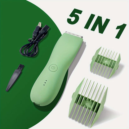 Electric Body Hair Trimmer for Women and Men with Replaceable Ceramic Blades – USB Rechargeable IPX5 Waterproof Pubic Groin Bikini Trimmer