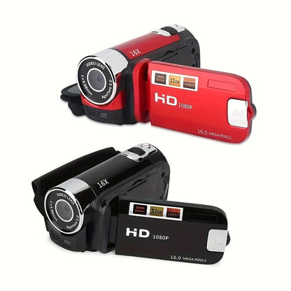 Digital Camera with Flip Screen, Camcorder with 1080P Video, 16MP Capture Marking, 16X Digital Zoom, 270° Flip Screen and 32GB Card