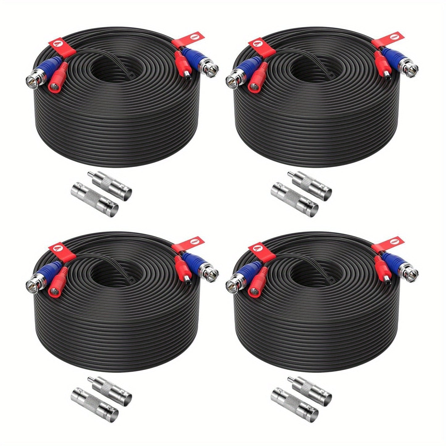 CCTV BNC Cable 4-Pack 100ft 30M, ZOSI Video Power 2-in-1 Security Camera Cable with BNC Connector and DC Plug