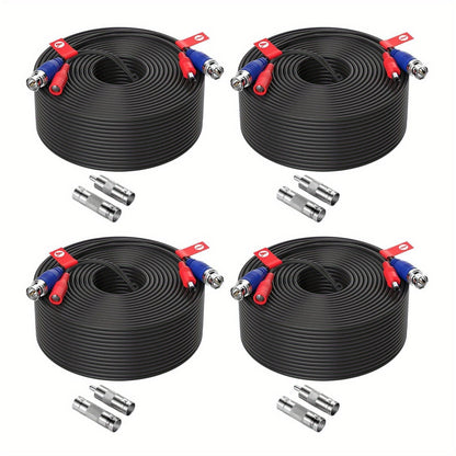 CCTV BNC Cable 4-Pack 100ft 30M, ZOSI Video Power 2-in-1 Security Camera Cable with BNC Connector and DC Plug