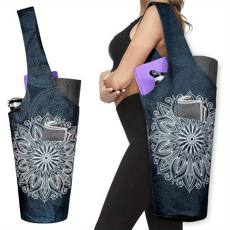 Yoga Mat Tote Bag 37”×15.5” – Large Shoulder Carrier with Dual Pockets for Yoga Mat, Block, Strap & Accessories, Fits Most Mat Sizes