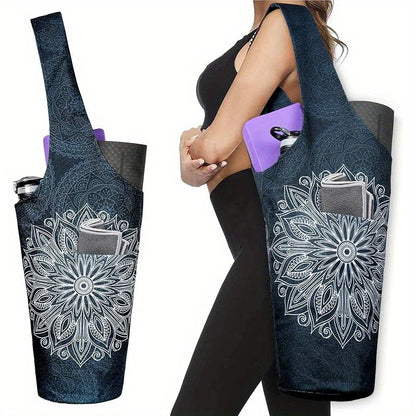 Yoga Mat Tote Bag 37”×15.5” – Large Shoulder Carrier with Dual Pockets for Yoga Mat, Block, Strap & Accessories, Fits Most Mat Sizes