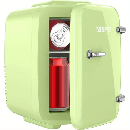 Mini Fridge 4 Liter 6 Cans - Thermoelectric Cooler and Warmer, 110V AC & 12V DC Portable Small Refrigerator for Bedroom